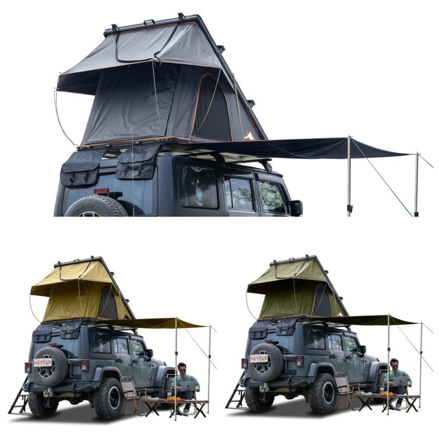 Fonello Hardshell Rooftop Tent – 2-Person Setup with Side Awning - Image 23