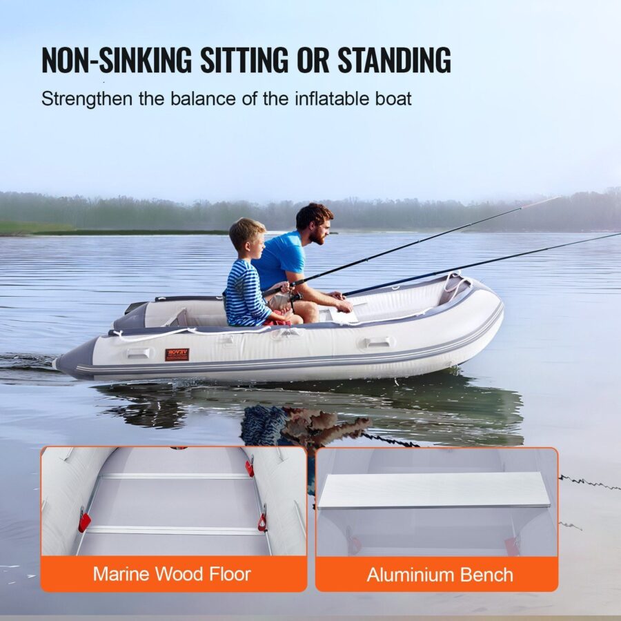 Fonello 6-Person Inflatable Dinghy Boat – Marine Wood Floor & Aluminum Bench - Image 4