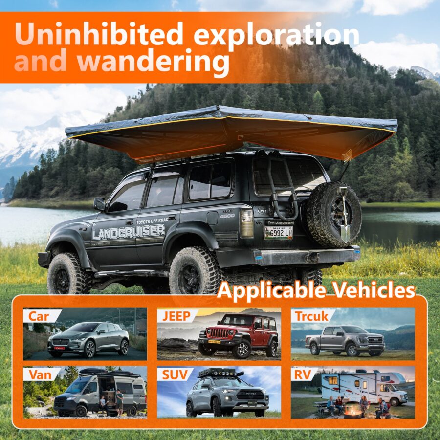 Fonello 270° Car Side Awning – Rooftop Tent Pull-Out Shelter - Image 8