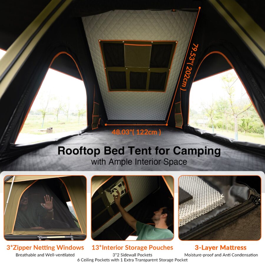Fonello Hardshell Rooftop Tent – 2-Person Setup with Side Awning - Image 29