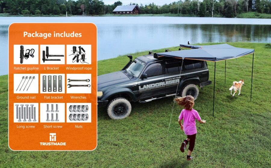 Fonello 270° Car Side Awning – Rooftop Tent Pull-Out Shelter - Image 10
